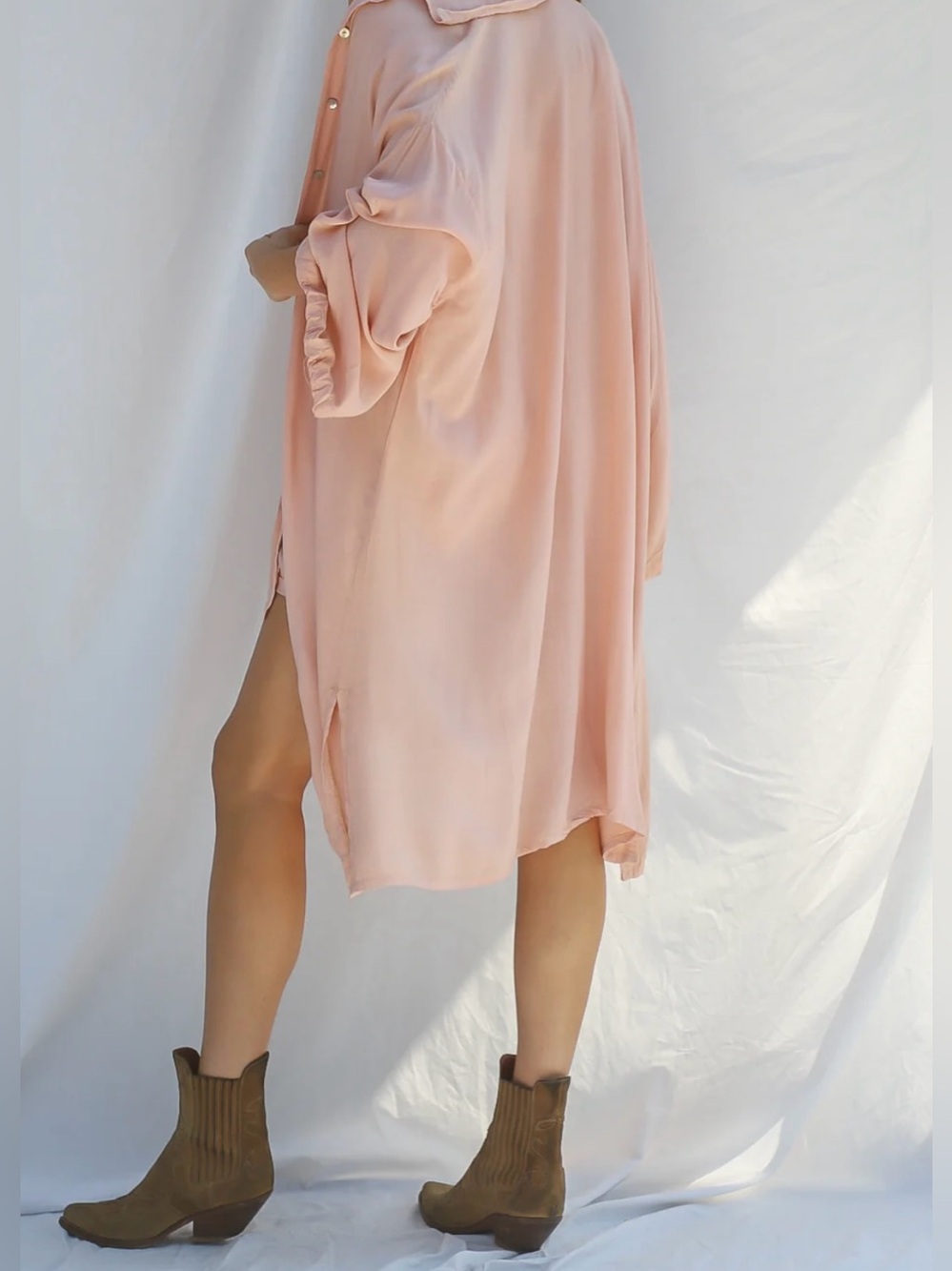 Jen's Pirate Booty Sheer Peach Morrison Button Up Peach Tunic Bohemian One Size